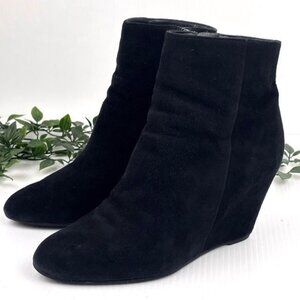 VIA SPIGA Harrison Black Suede Wedge Booties 6.5